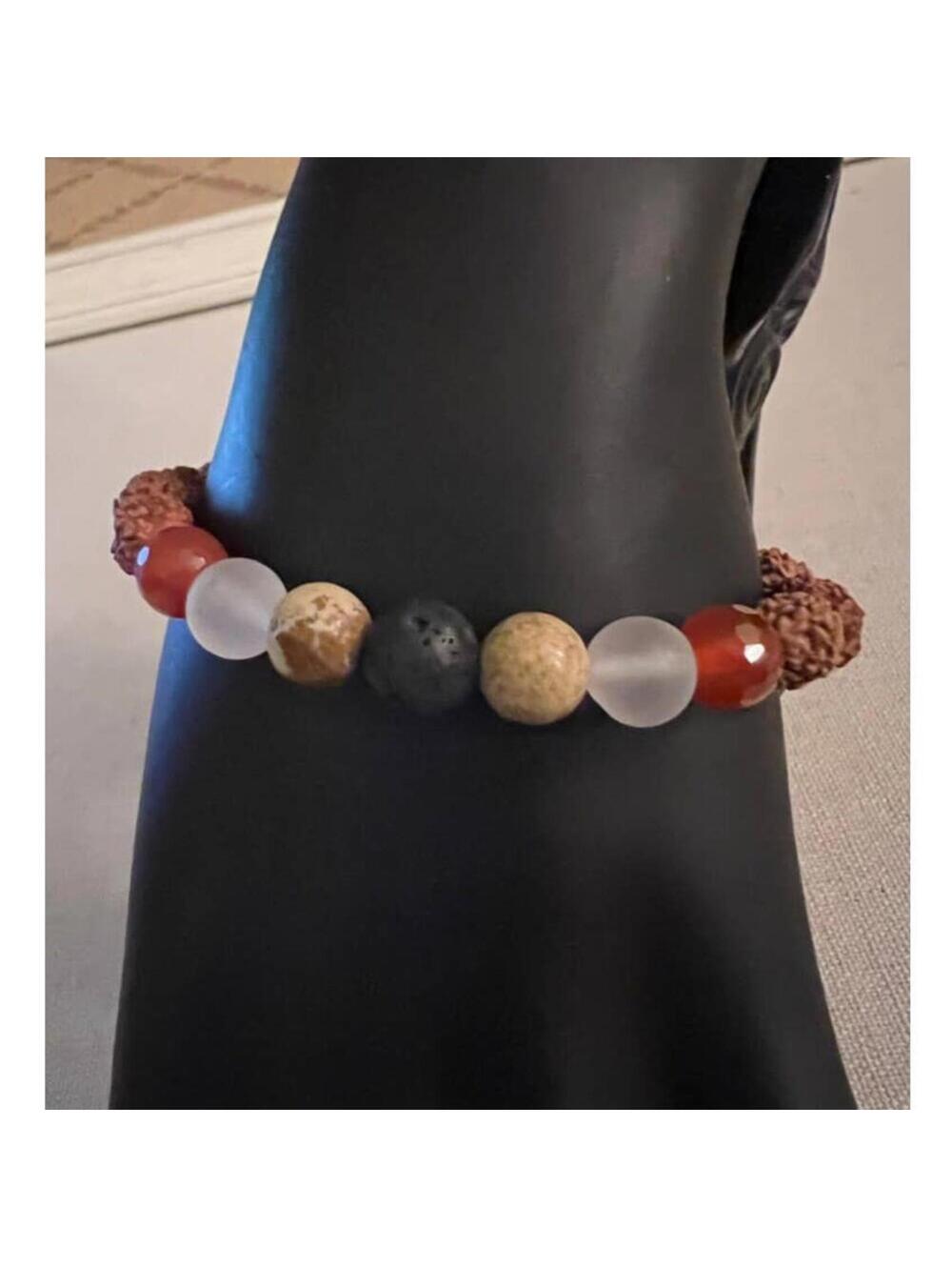 Shakra multi stone bracelet brown beads NWOT
